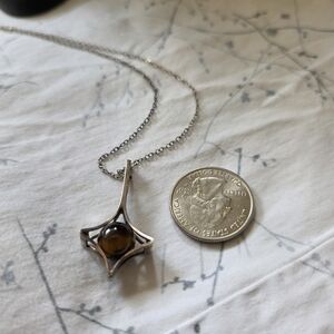 Vintage SS Kultaseppa Salovaara Pendant Necklace with Tiger's Eye Cabochon